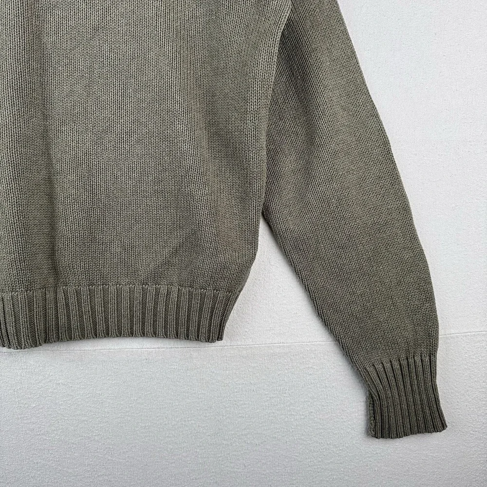 90s Vintage Polo Ralph Lauren Men's M Olive Marled Knit Sweater 100% Cotton - Picture 10 of 14